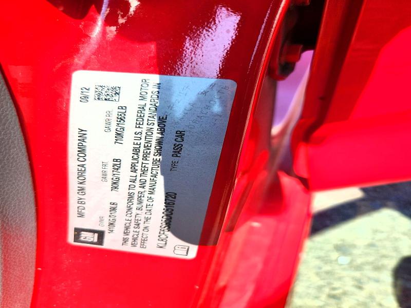 2013 Chevrolet Spark მანქანა იყიდება აუქციონზე, vin: KL8CF6S95DC516720, აუქციონის ნომერი: 61846326