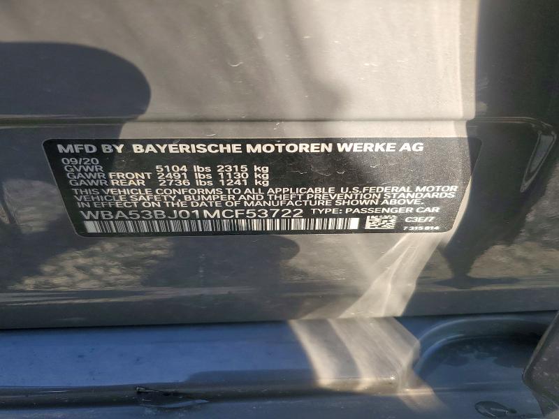 Aukcja sprzedaży 2021 Bmw 540, vin: WBA53BJ01MCF53722, numer aukcji: 60277806