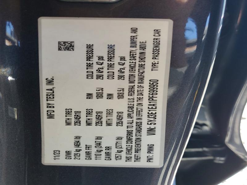 2023 Tesla Model 3 მანქანა იყიდება აუქციონზე, vin: 5YJ3E1EA1PF699950, აუქციონის ნომერი: 61556146