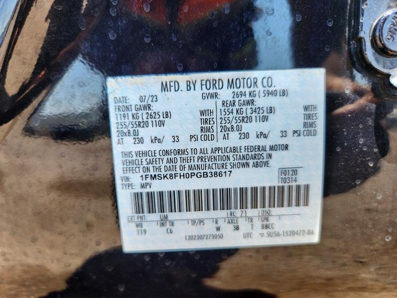 60868536 :رقم المزاد ، 1FMSK8FH0PGB38617 vin ، 2023 Ford Explorer مزاد بيع