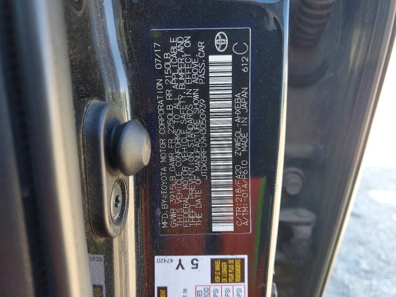 60214956 :رقم المزاد ، JTDKBRFU9H3050939 vin ، 2017 Toyota Prius مزاد بيع