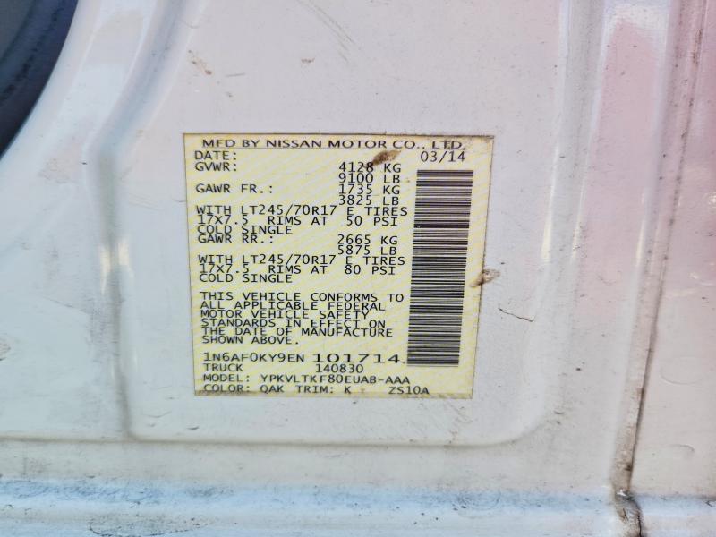 2014 Nissan Nv მანქანა იყიდება აუქციონზე, vin: 1N6AF0KY9EN101714, აუქციონის ნომერი: 60801546