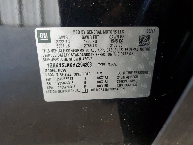 Aukcja sprzedaży 2017 Gmc Acadia, vin: 1GKKNSLAXHZ294268, numer aukcji: 60256116