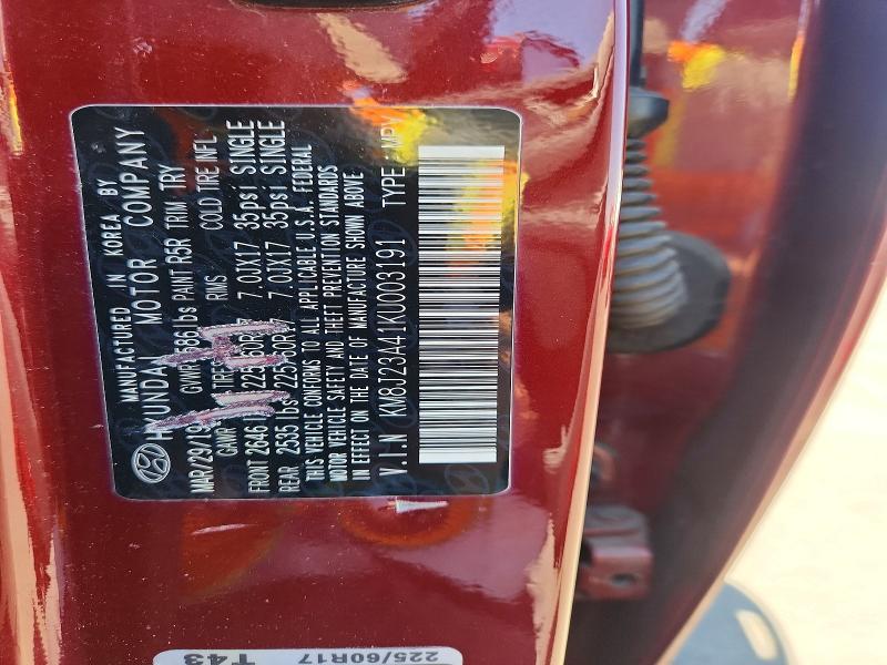 2019 Hyundai Tucson მანქანა იყიდება აუქციონზე, vin: KM8J23A41KU003191, აუქციონის ნომერი: 60635116