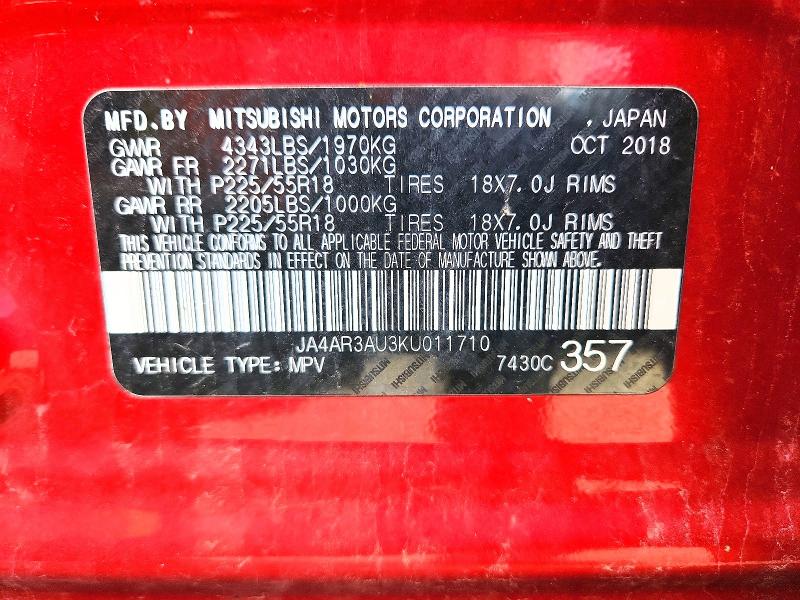 Продаж на аукціоні авто 2019 Mitsubishi Outlander Sport, vin: JA4AR3AU3KU011710, номер лоту: 63222746