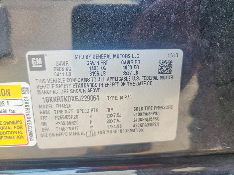 2014 Gmc Acadia მანქანა იყიდება აუქციონზე, vin: 1GKKRTKDXEJ229064, აუქციონის ნომერი: 62907636