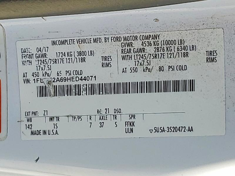 60875066 :رقم المزاد ، 1FDBF2A69HED44071 vin ، 2017 Ford F250 مزاد بيع