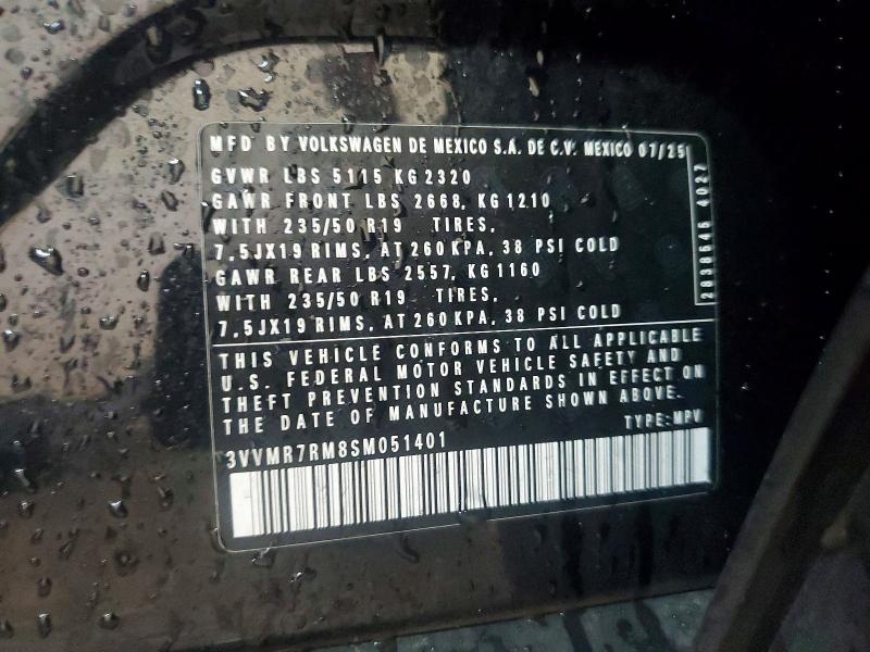 61489456 :رقم المزاد ، 3VVMR7RM8SM051401 vin ، 2025 Volkswagen Tiguan مزاد بيع