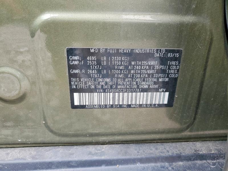 Aukcja sprzedaży 2015 Subaru Outback, vin: 4S4BSACC3F3317787, numer aukcji: 60402216