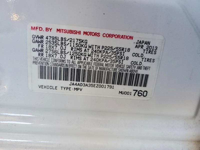 2014 Mitsubishi Outlander მანქანა იყიდება აუქციონზე, vin: JA4AD3A35EZ001791, აუქციონის ნომერი: 62723656