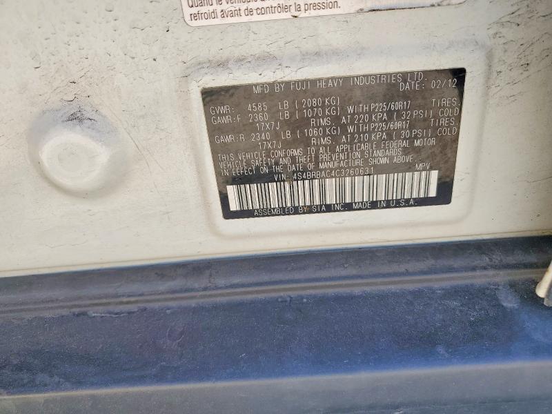 Aukcja sprzedaży 2012 Subaru Outback, vin: 4S4BRBAC4C3260631, numer aukcji: 60961696