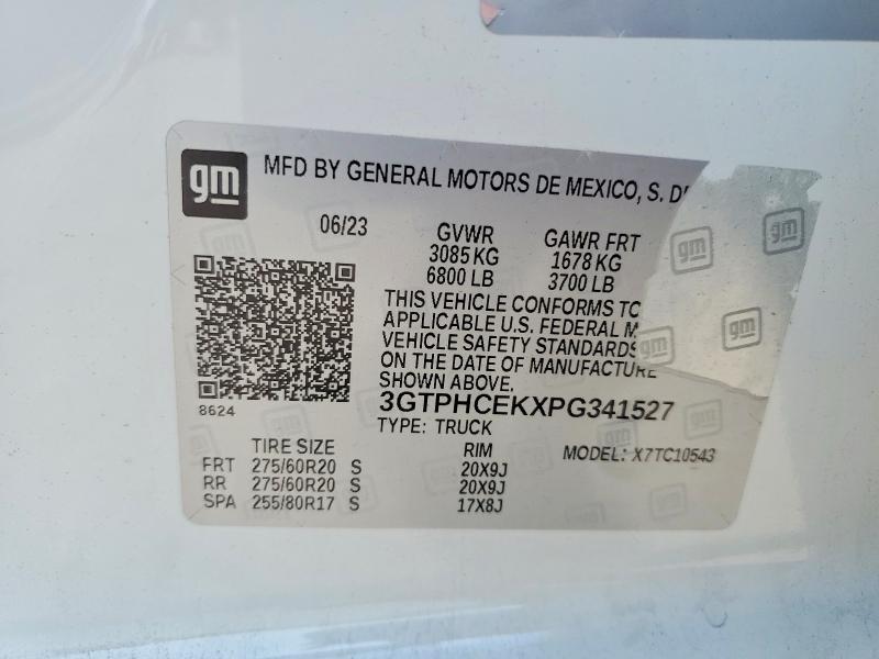 Aukcja sprzedaży 2023 Gmc Sierra, vin: 3GTPHCEKXPG341527, numer aukcji: 59124276