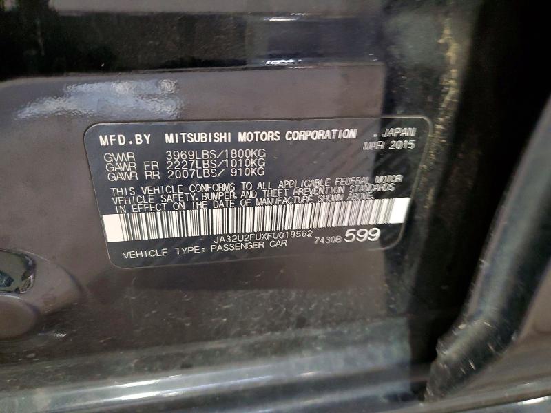 2015 Mitsubishi Lancer მანქანა იყიდება აუქციონზე, vin: JA32U2FUXFU019562, აუქციონის ნომერი: 63023646