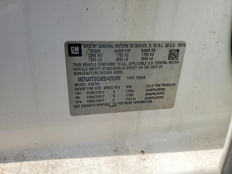 2014 Gmc Sierra მანქანა იყიდება აუქციონზე, vin: 3GTU2TEC0EG425088, აუქციონის ნომერი: 59787626