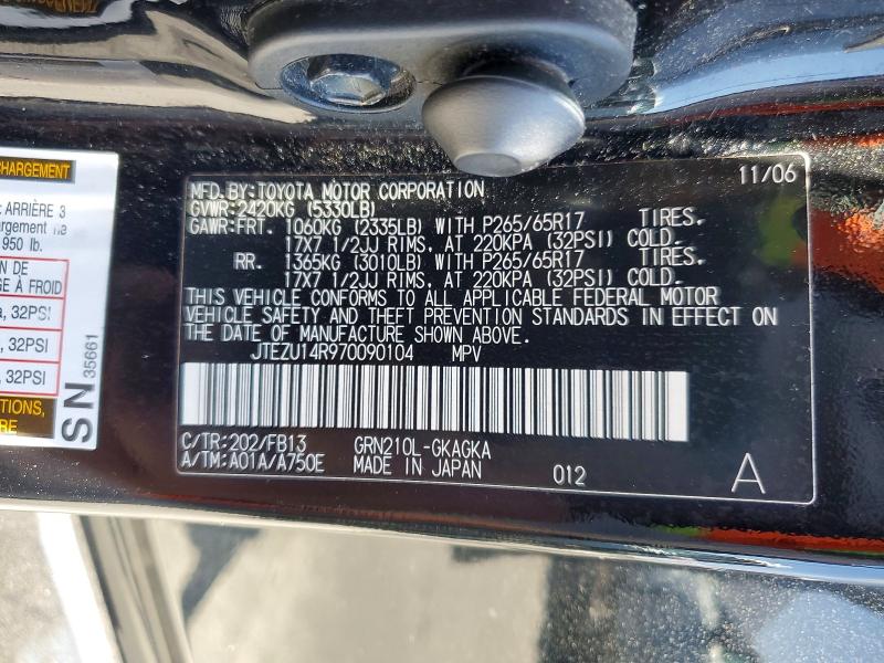 Продажа на аукционе авто 2007 Toyota 4runner, vin: JTEZU14R970090104, номер лота: 62229216
