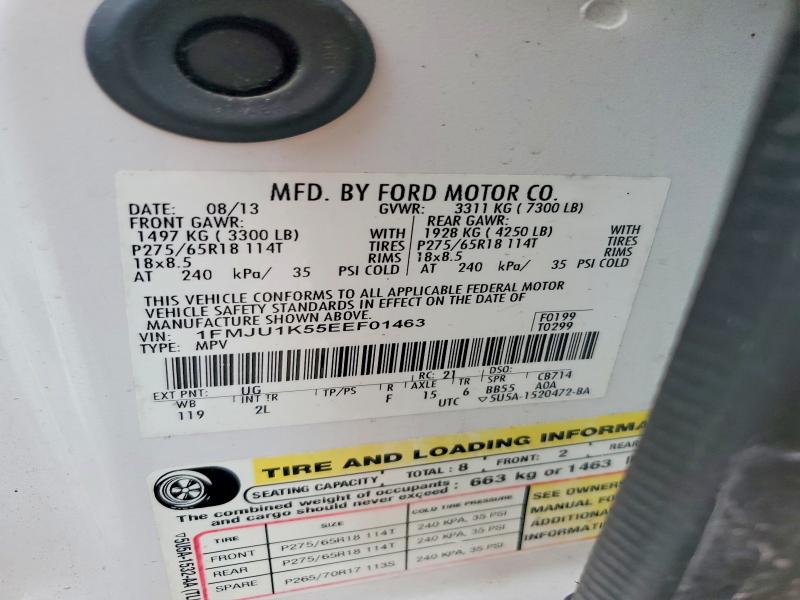 2014 Ford Expedition მანქანა იყიდება აუქციონზე, vin: 1FMJU1K55EEF01463, აუქციონის ნომერი: 61892636