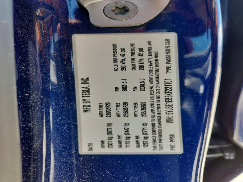 Продажа на аукционе авто 2019 Tesla Model 3, vin: 5YJ3E1EB6KF231701, номер лота: 61611756