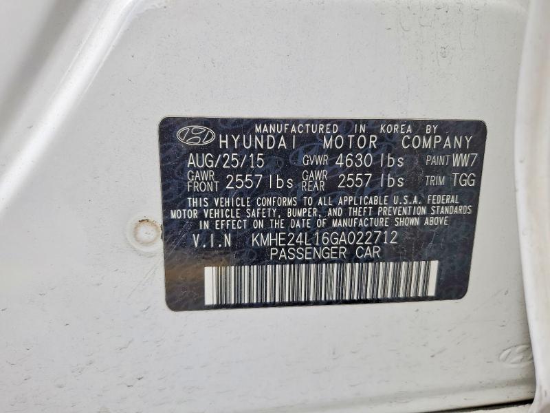 Продаж на аукціоні авто 2016 Hyundai Sonata Hybrid, vin: KMHE24L16GA022712, номер лоту: 59312726