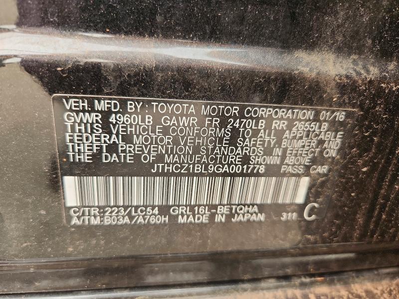 2016 Lexus Gs მანქანა იყიდება აუქციონზე, vin: JTHCZ1BL9GA001778, აუქციონის ნომერი: 60842346