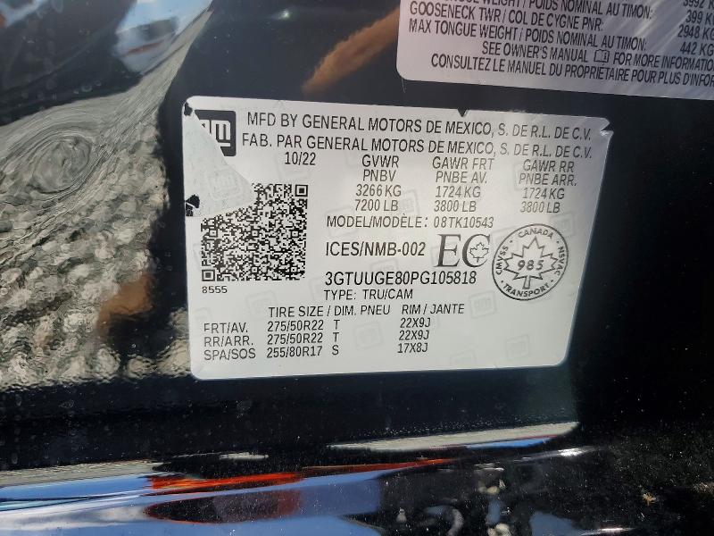 Aukcja sprzedaży 2023 Gmc Sierra, vin: 3GTUUGE80PG105818, numer aukcji: 85993255