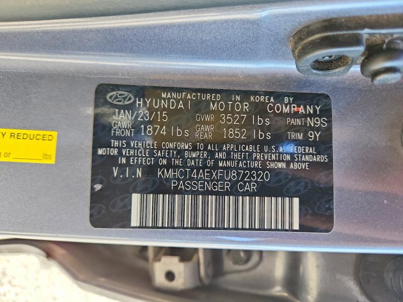 2015 Hyundai Accent მანქანა იყიდება აუქციონზე, vin: KMHCT4AEXFU872320, აუქციონის ნომერი: 59702126