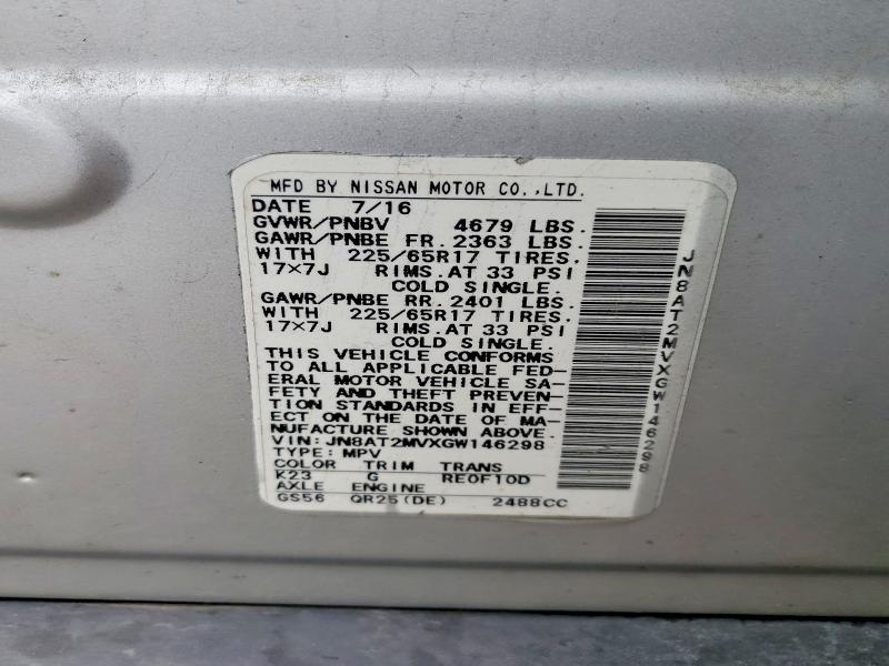 Продажа на аукционе авто 2016 Nissan Rogue, vin: JN8AT2MVXGW146298, номер лота: 63034536