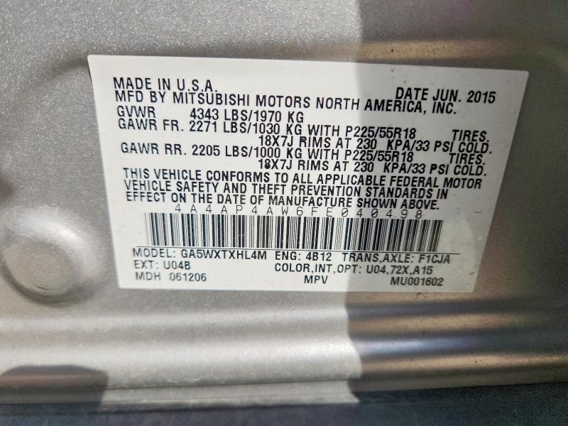 Aukcja sprzedaży 2015 Mitsubishi Outlander Sport, vin: 4A4AP4AW6FE040498, numer aukcji: 62821456