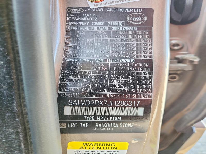 Продажа на аукционе авто 2018 Land Rover Range Rover Evoque, vin: SALVD2RX7JH286317, номер лота: 85634295