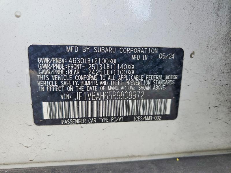2024 Subaru Wrx მანქანა იყიდება აუქციონზე, vin: JF1VBAH65R9808972, აუქციონის ნომერი: 62668096