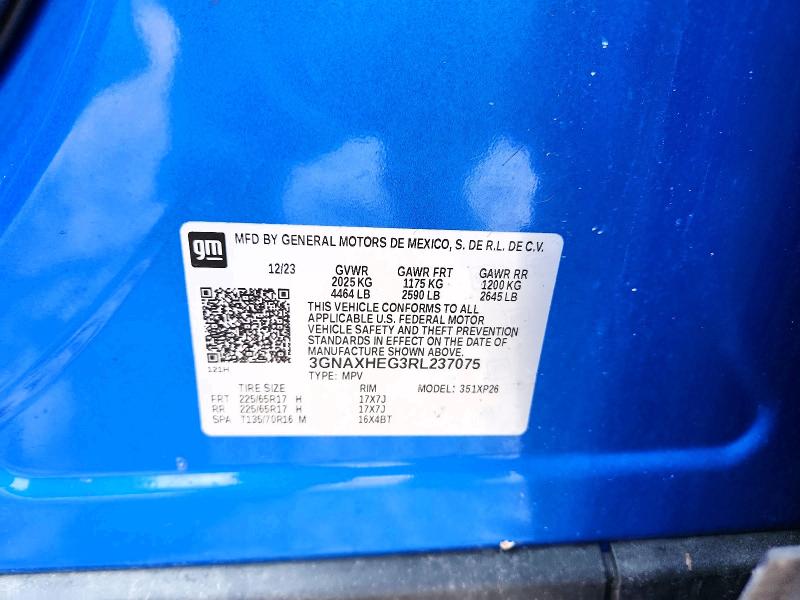 Продаж на аукціоні авто 2024 Chevrolet Equinox, vin: 3GNAXHEG3RL237075, номер лоту: 60778996