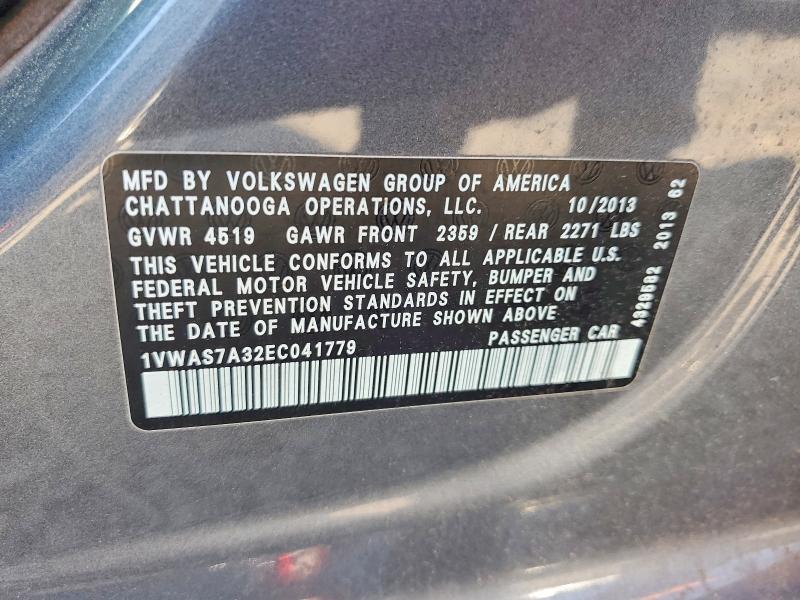 2014 Volkswagen Passat მანქანა იყიდება აუქციონზე, vin: 1VWAS7A32EC041779, აუქციონის ნომერი: 60918166