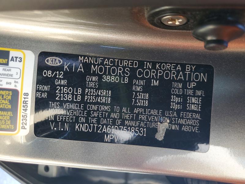 Aukcja sprzedaży 2013 Kia Soul, vin: KNDJT2A61D7518531, numer aukcji: 62535486