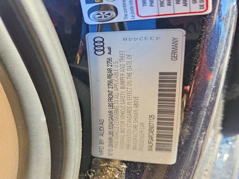 2014 Audi A6 მანქანა იყიდება აუქციონზე, vin: WAUFGAFC4EN071125, აუქციონის ნომერი: 60464386