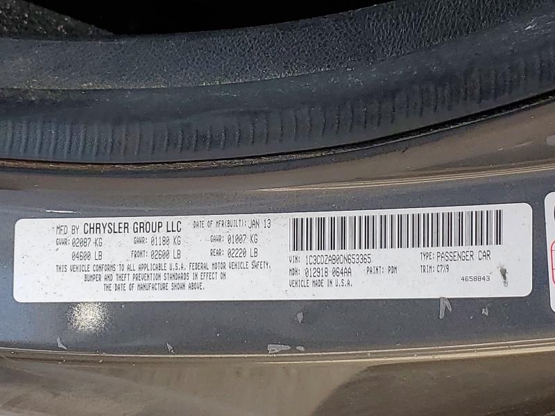 60050116 :رقم المزاد ، 1C3CDZAB0DN653365 vin ، 2013 Dodge Avenger مزاد بيع