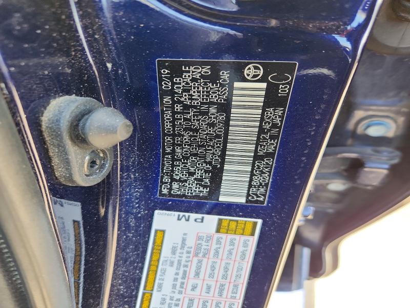 97685835 :رقم المزاد ، JTDP4RCE0LJ009780 vin ، 2020 Toyota Corolla مزاد بيع