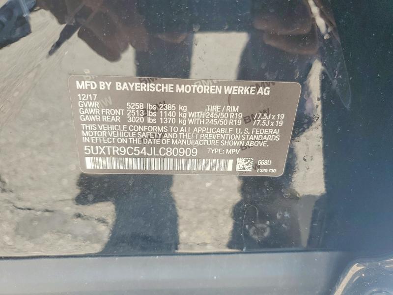 2018 Bmw X3 მანქანა იყიდება აუქციონზე, vin: 5UXTR9C54JLC80909, აუქციონის ნომერი: 60221396