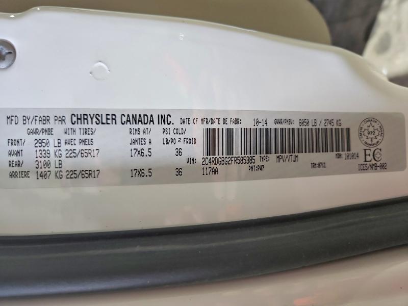 59331806 :رقم المزاد ، 2C4RDGBG2FR585385 vin ، 2015 Dodge Grand Caravan مزاد بيع
