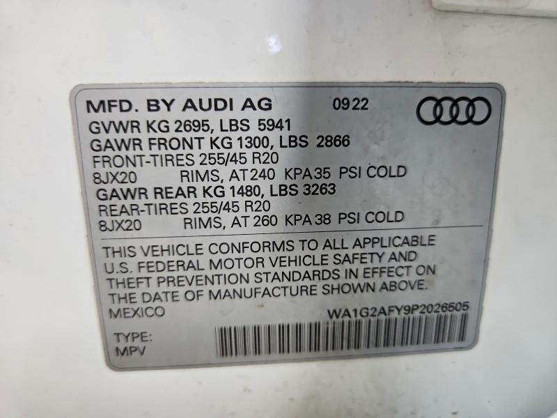 Aukcja sprzedaży 2023 Audi Q5 E, vin: WA1G2AFY9P2026505, numer aukcji: 62788416