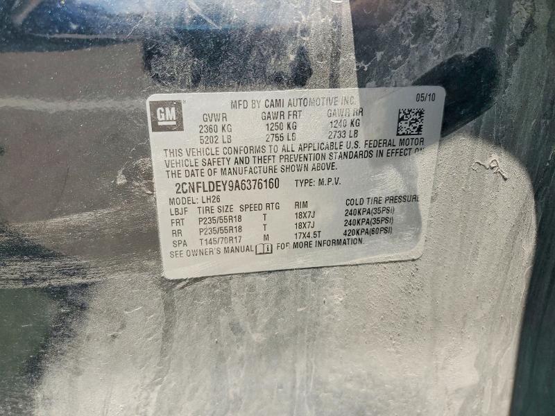 2010 Chevrolet Equinox მანქანა იყიდება აუქციონზე, vin: 2CNFLDEY9A6376160, აუქციონის ნომერი: 60676126