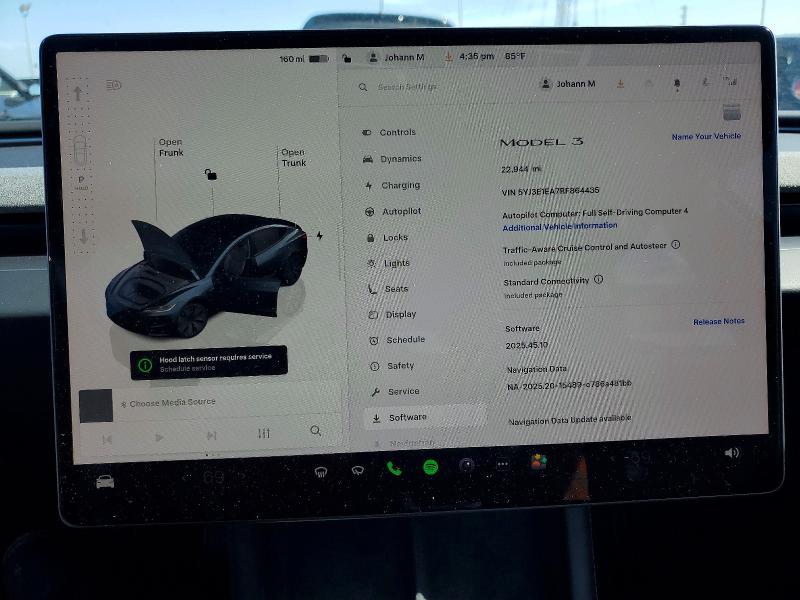 2024 Tesla Model 3 მანქანა იყიდება აუქციონზე, vin: 5YJ3E1EA7RF864435, აუქციონის ნომერი: 62254316