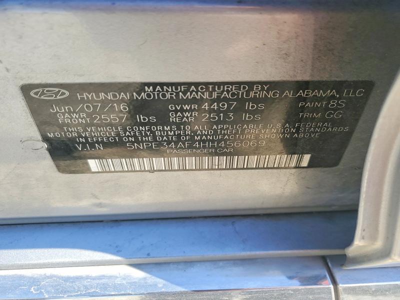 60897506 :رقم المزاد ، 5NPE34AF4HH456069 vin ، 2017 Hyundai Sonata مزاد بيع