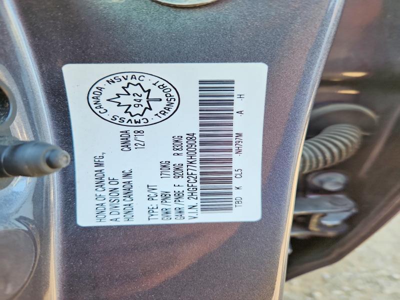 Aukcja sprzedaży 2019 Honda Civic, vin: 2HGFC2F77KH009084, numer aukcji: 60406116