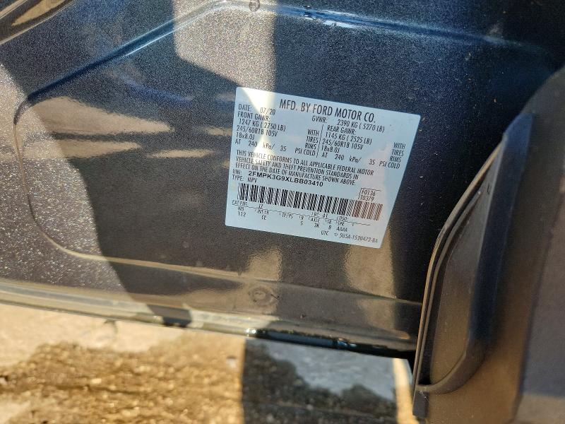 60836926 :رقم المزاد ، 2FMPK3G9XLBB03410 vin ، 2020 Ford Edge مزاد بيع