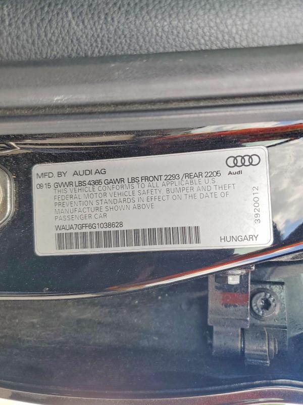 Продажа на аукционе авто 2016 Audi A3, vin: WAUA7GFF6G1038628, номер лота: 61413626