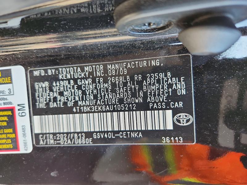 Продажа на аукционе авто 2010 Toyota Camry, vin: 4T1BK3EK6AU105212, номер лота: 59683156