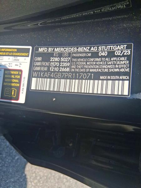 Aukcja sprzedaży 2023 Mercedes-benz C, vin: W1KAF4GB7PR117071, numer aukcji: 63587286