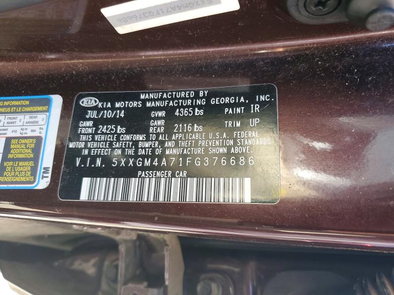 Aukcja sprzedaży 2015 Kia Optima, vin: 5XXGM4A71FG376686, numer aukcji: 60878636