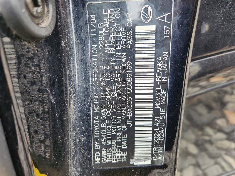 Aukcja sprzedaży 2005 Lexus Es, vin: JTHBA30G155089199, numer aukcji: 61953286
