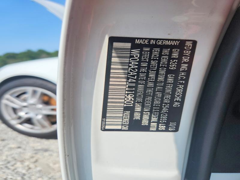 62487476 :رقم المزاد ، WP0AA2A74JL119601 vin ، 2018 Porsche Panamera مزاد بيع