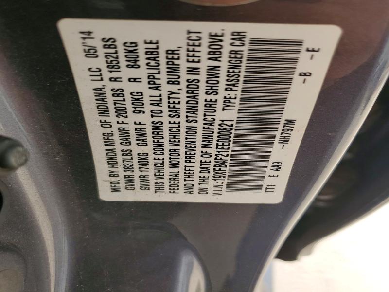 Продаж на аукціоні авто 2014 Honda Civic, vin: 19XFB4F21EE000821, номер лоту: 62084136